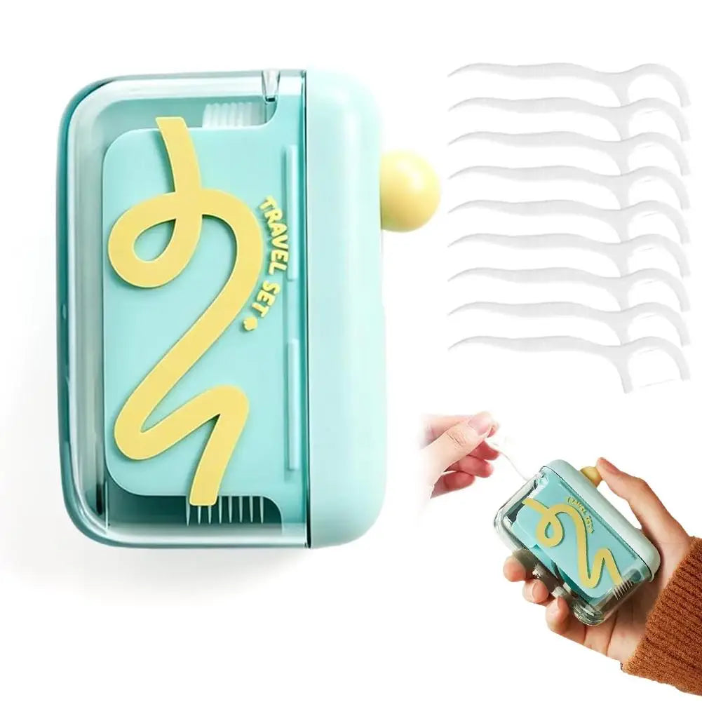 Automatic Pop-Up Portable Floss Dispenser with 10Pcs Dental Floss,Refillable Pop up Design Dental Floss Storage Box