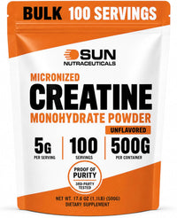 Micronized Creatine Monohydrate Powder 500G (1.1Lbs,100 Servings) – Bulk Creatine Powder Supplements, 5G per Serv, Unflavored, Third Party Tested, Supports Muscle Strength for Men & Women