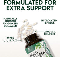 Multi Collagen Pills - Hydrolyzed Collagen Peptides Capsules for Women & Men - Types I, II, III, V, X Multi Collagen Complex - Hair, Skin & Nails Support Supplement - Bottled in the USA - 60 Capsules