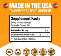 Micronized Creatine Monohydrate Powder 500G (1.1Lbs,100 Servings) – Bulk Creatine Powder Supplements, 5G per Serv, Unflavored, Third Party Tested, Supports Muscle Strength for Men & Women