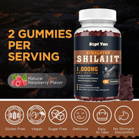 Himalayan Shilajit Gummies — 1000mg, Raspberry, 60ct