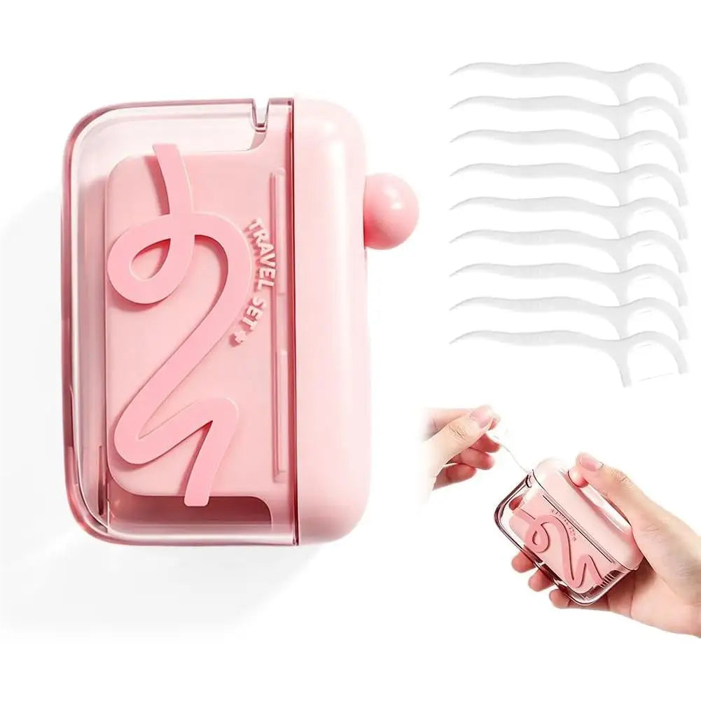 Automatic Pop-Up Portable Floss Dispenser with 10Pcs Dental Floss,Refillable Pop up Design Dental Floss Storage Box