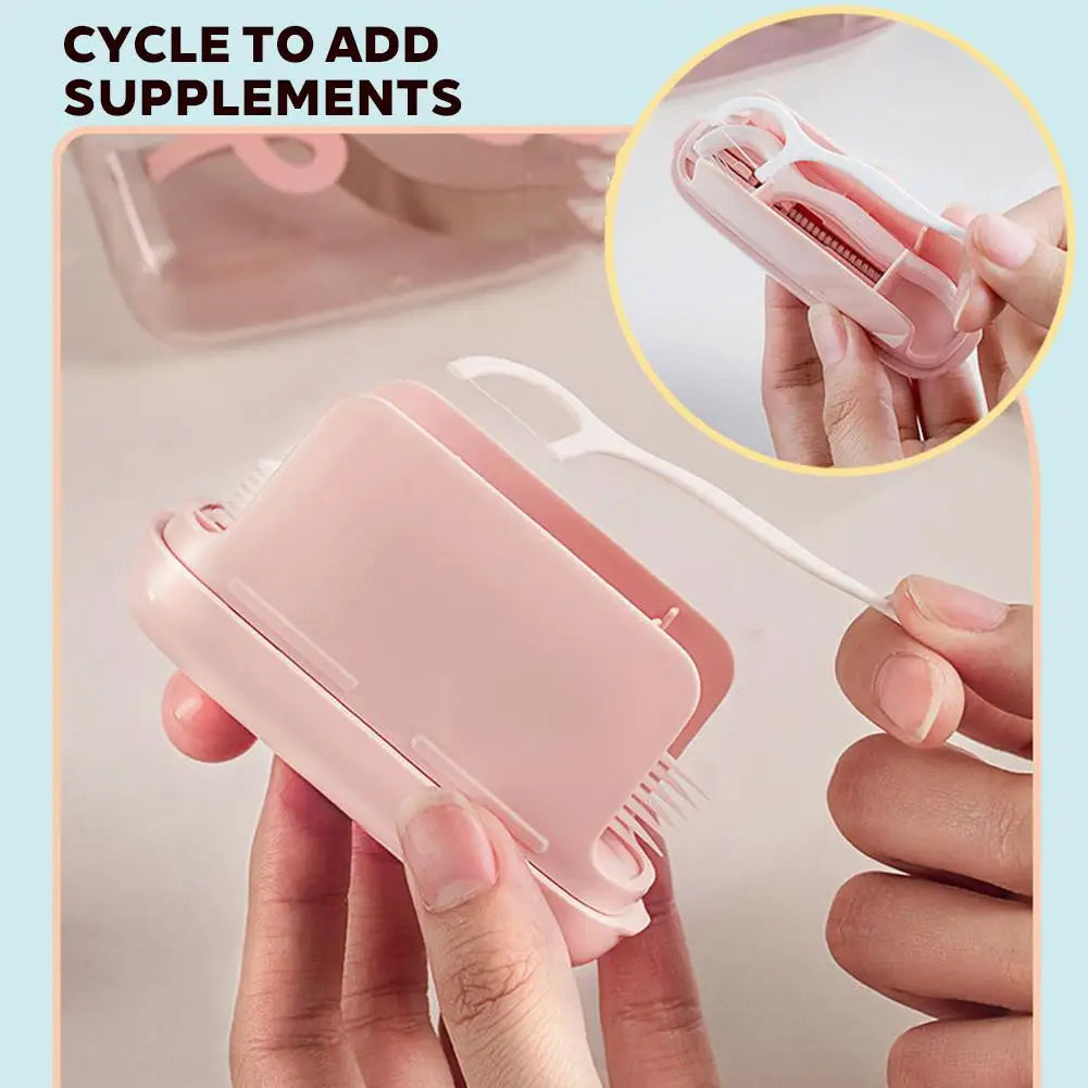 Automatic Pop-Up Portable Floss Dispenser with 10Pcs Dental Floss,Refillable Pop up Design Dental Floss Storage Box