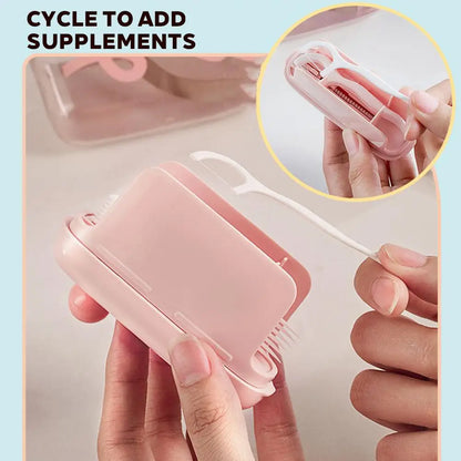 Automatic Pop-Up Portable Floss Dispenser with 10Pcs Dental Floss,Refillable Pop up Design Dental Floss Storage Box